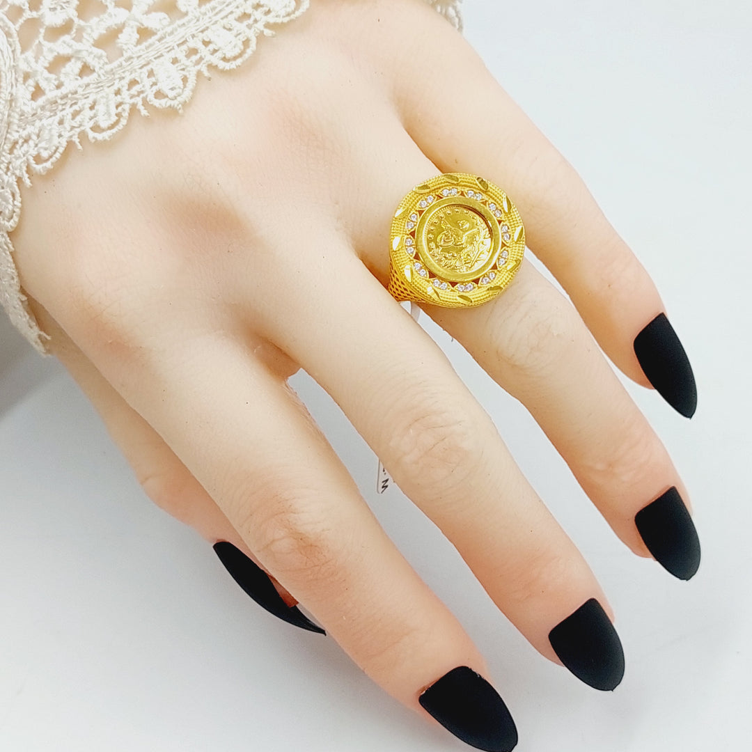 21K Gold Zircon Studded Rashadi Ring by Saeed Jewelry - Image 4