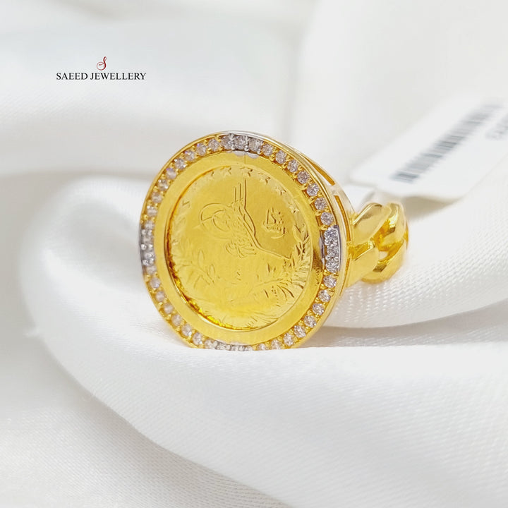 21K Gold Zircon Studded Rashadi Ring by Saeed Jewelry - Image 1