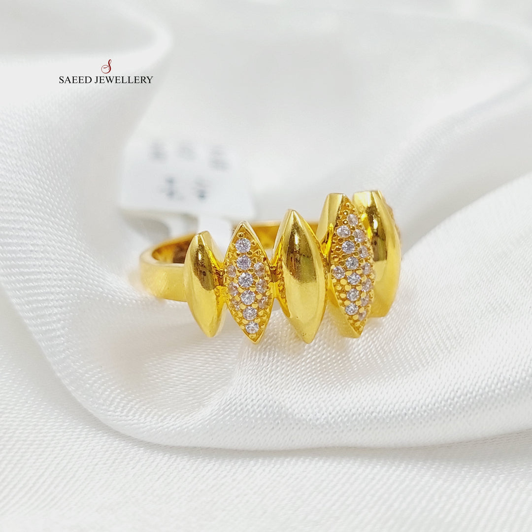 21K Gold Zircon Studded Rhombus Ring by Saeed Jewelry - Image 5