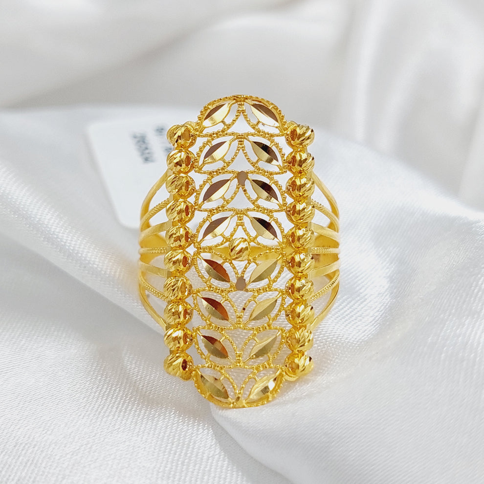 21K Gold Zircon Studded Rhombus Ring by Saeed Jewelry - Image 1