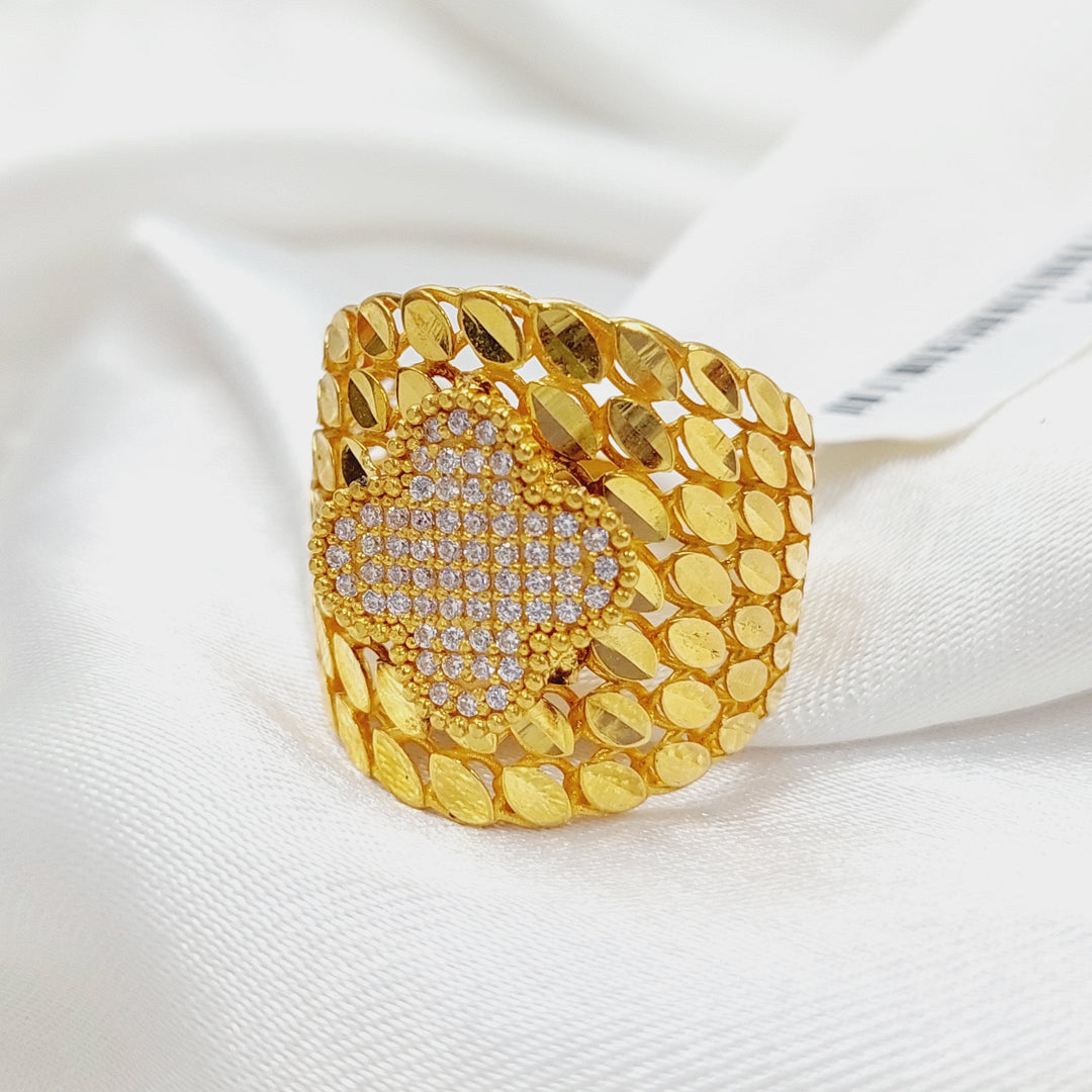 21K Gold Zirconed Clover Ring by Saeed Jewelry - Image 1