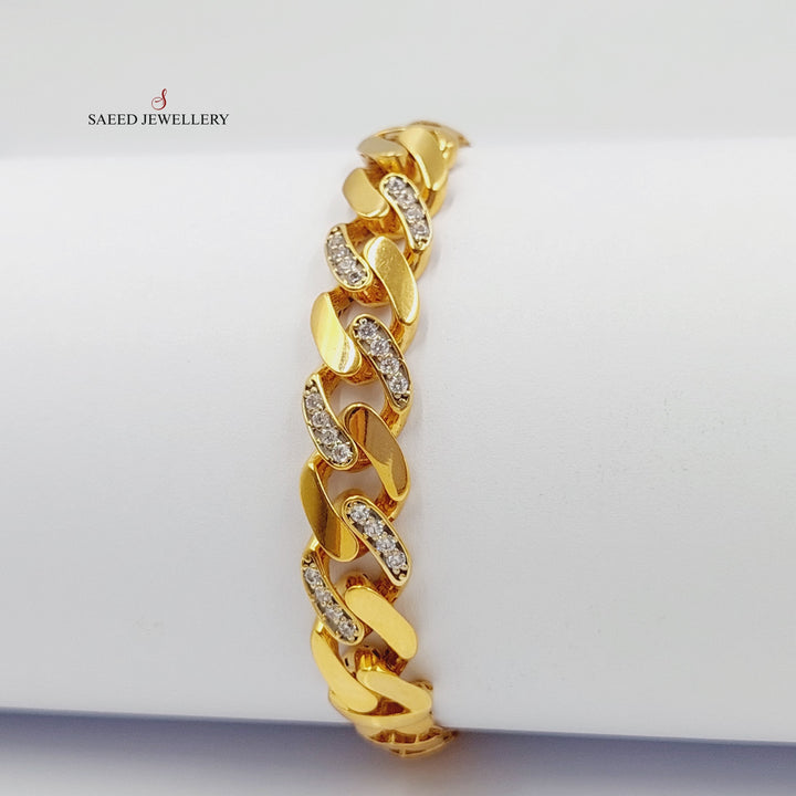 21K Gold Zircon Studded Snake Bracelet by Saeed Jewelry - Image 5