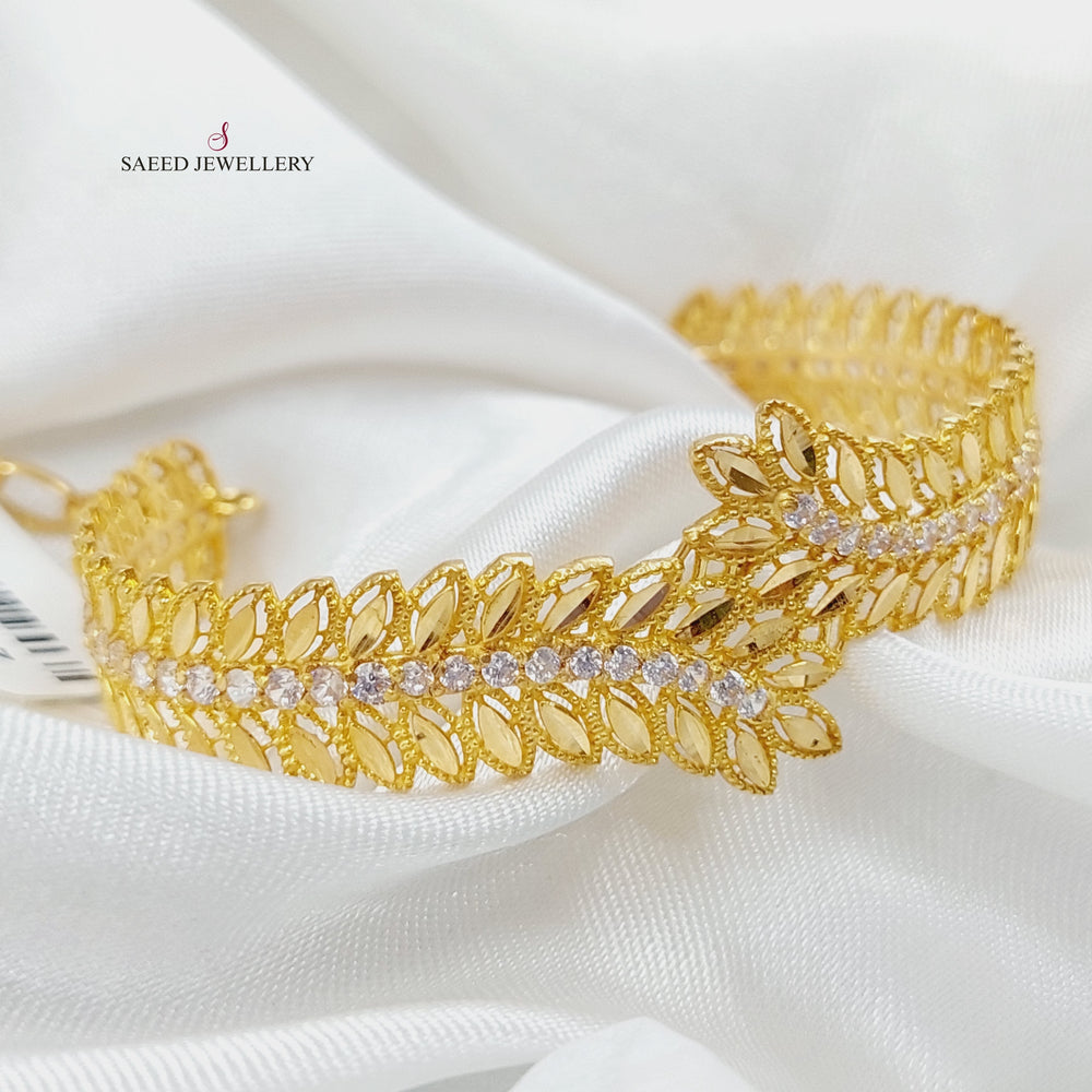 21K Gold Zircon Studded Spike Bracelet by Saeed Jewelry - Image 2