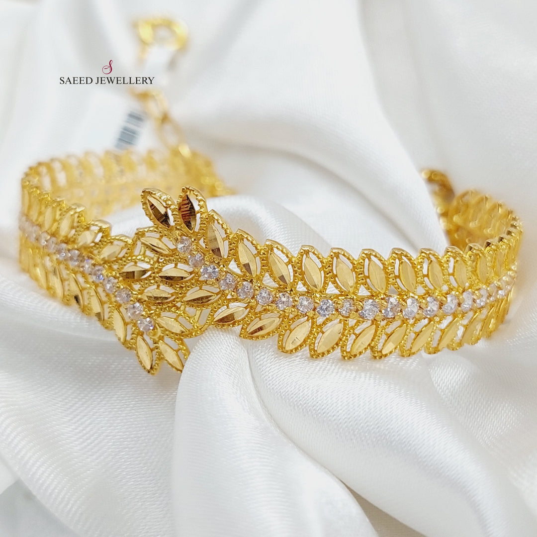 21K Gold Zircon Studded Spike Bracelet by Saeed Jewelry - Image 4