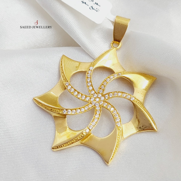 21K Gold Zircon Studded Star Pendant by Saeed Jewelry - Image 3