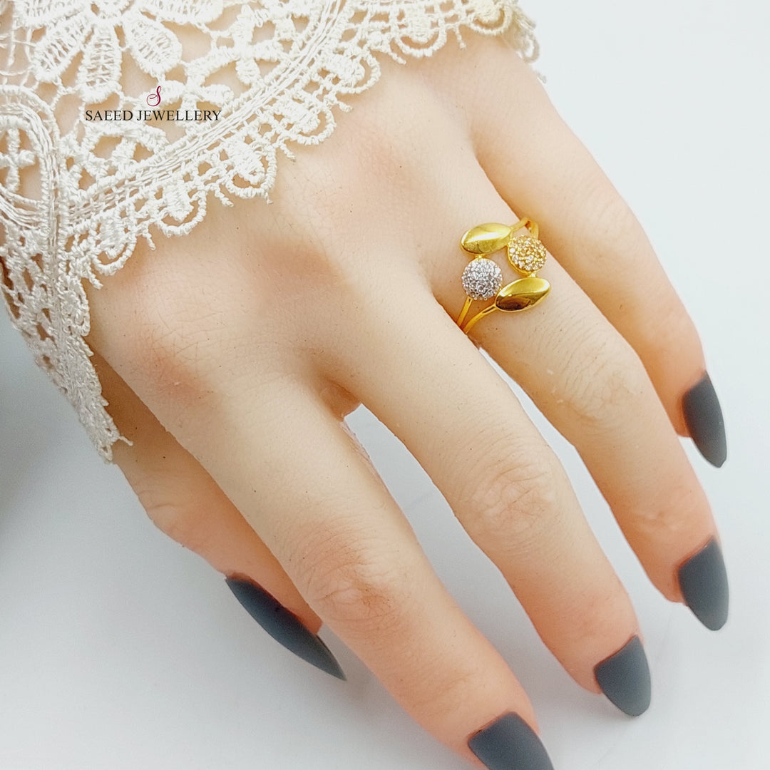 21K Gold Zircon Studded Tears Ring by Saeed Jewelry - Image 3