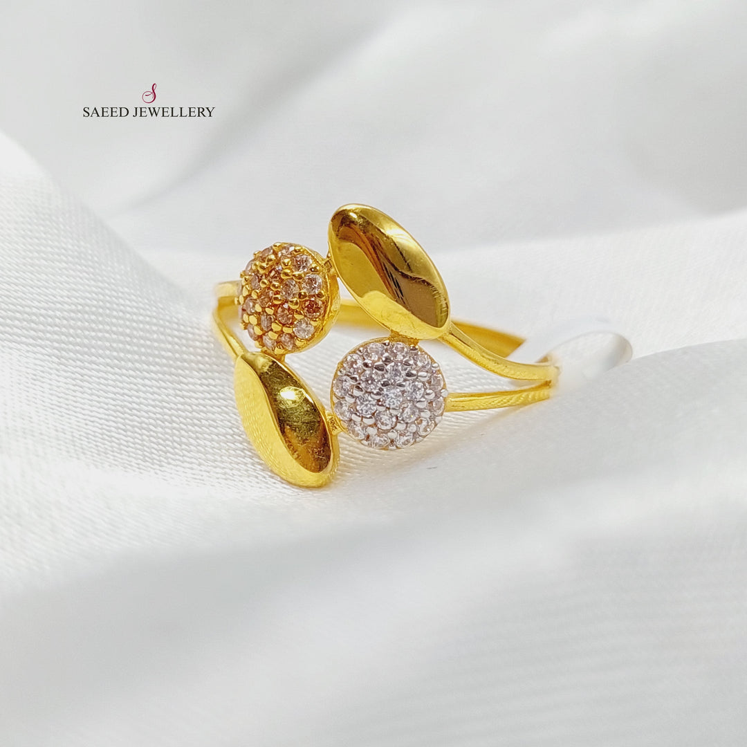 21K Gold Zircon Studded Tears Ring by Saeed Jewelry - Image 4