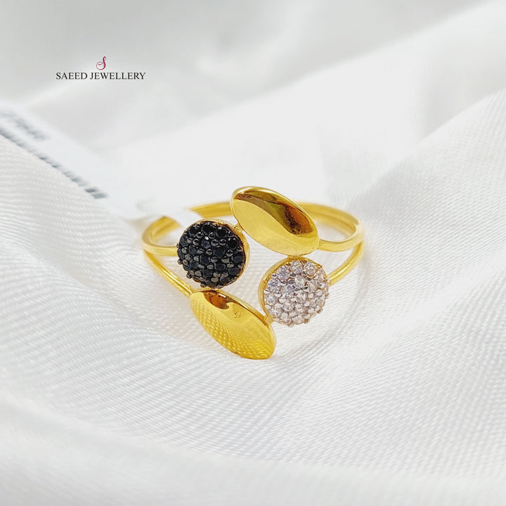 21K Gold Zircon Studded Tears Ring by Saeed Jewelry - Image 3