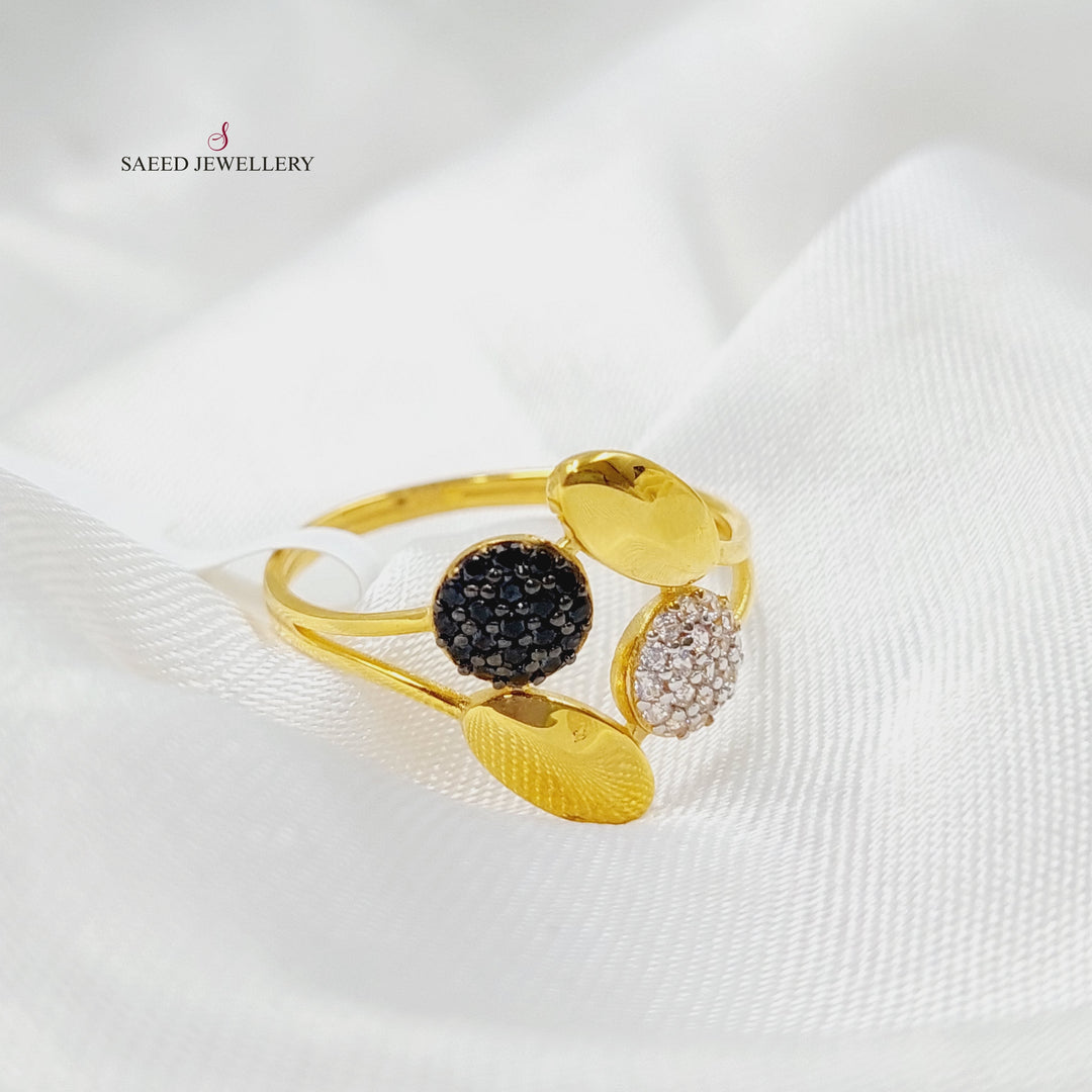 21K Gold Zircon Studded Tears Ring by Saeed Jewelry - Image 6