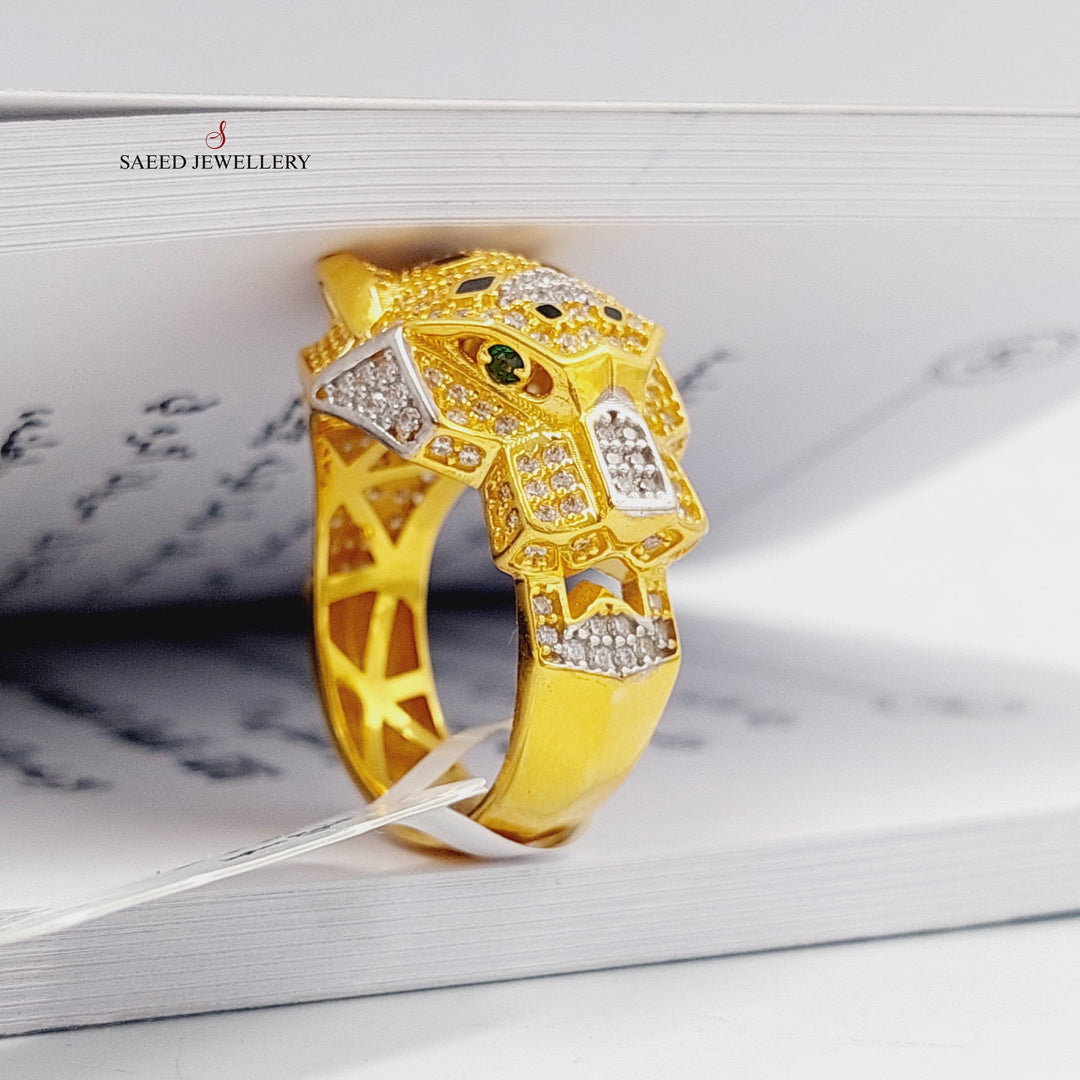 21K Gold Zircon Studded Tiger Ring by Saeed Jewelry - Image 9