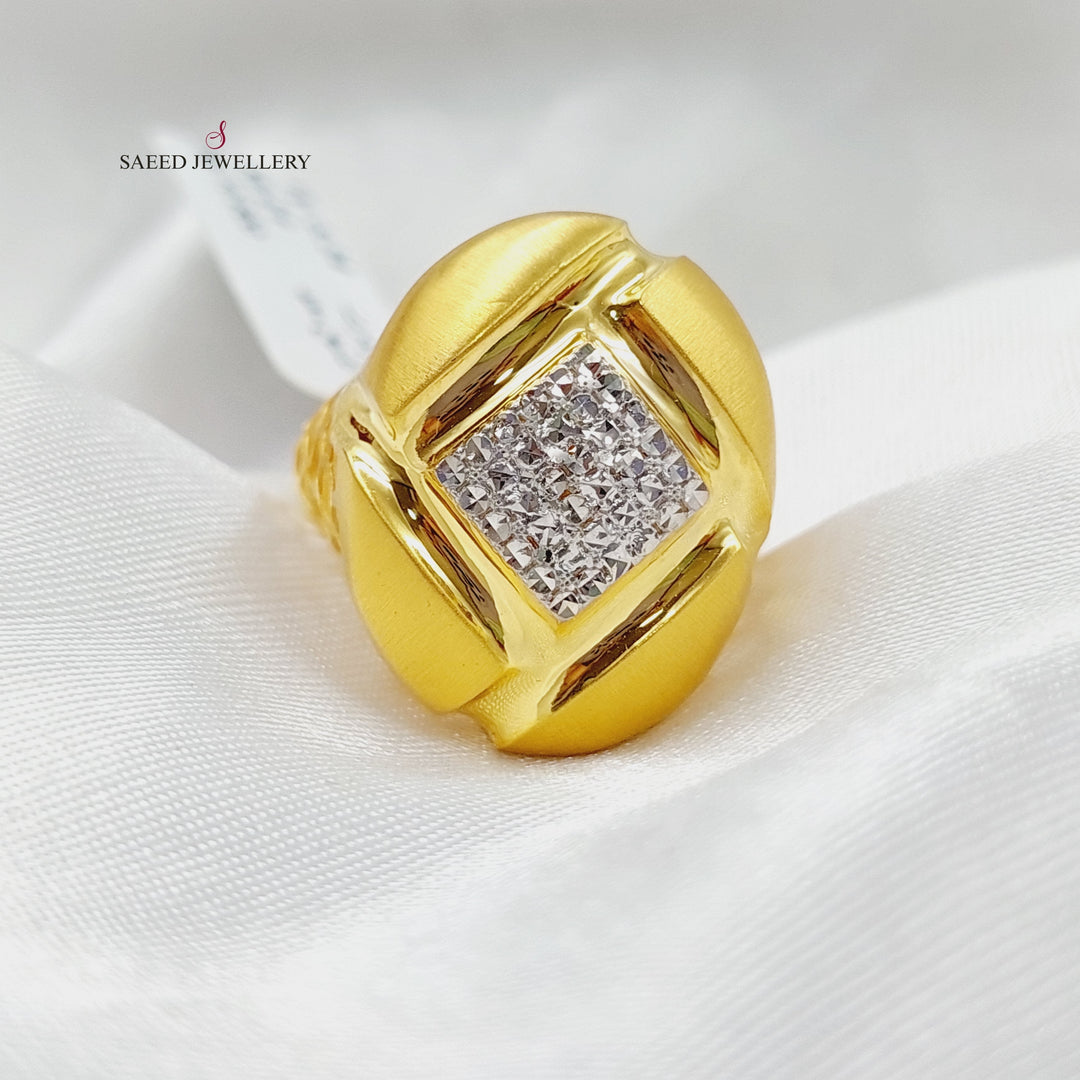 21K Gold Zircon Studded Turkish Ring by Saeed Jewelry - Image 3