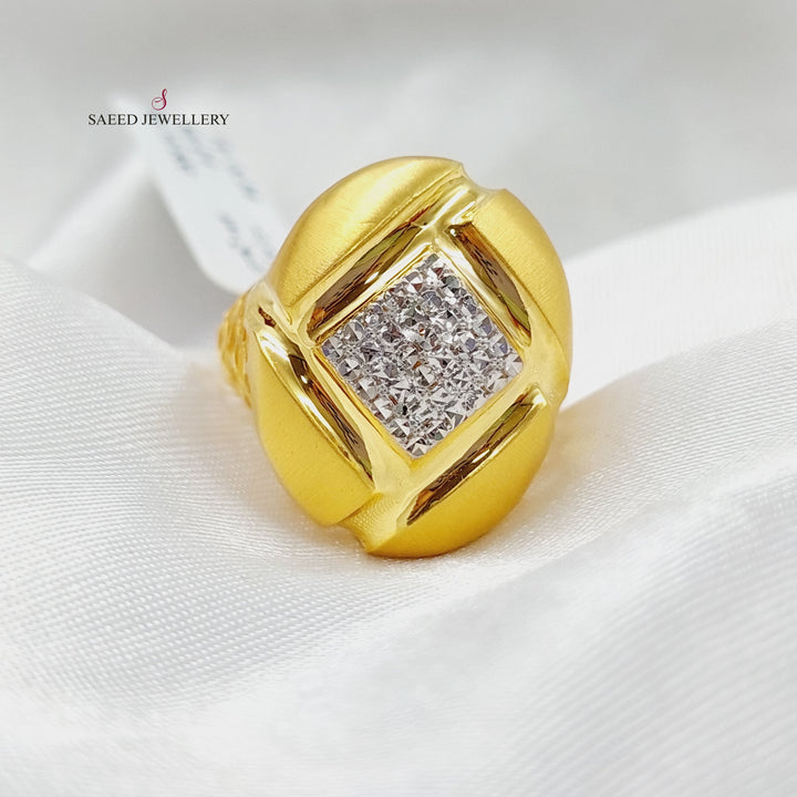 21K Gold Zircon Studded Turkish Ring by Saeed Jewelry - Image 3