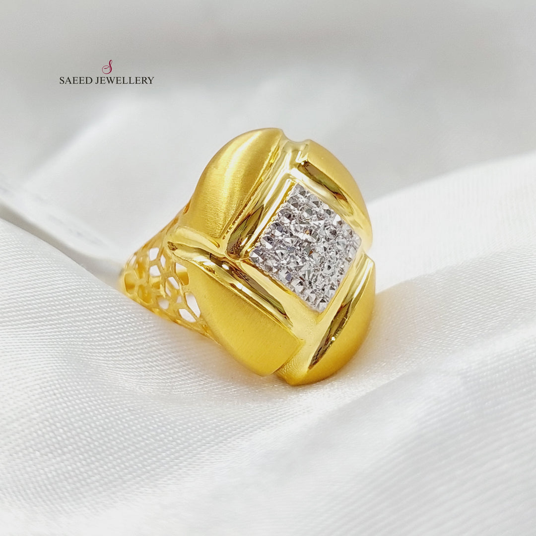 21K Gold Zircon Studded Turkish Ring by Saeed Jewelry - Image 5