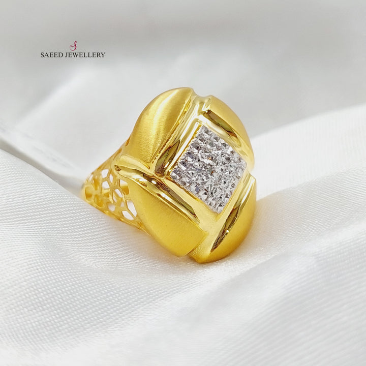 21K Gold Zircon Studded Turkish Ring by Saeed Jewelry - Image 7