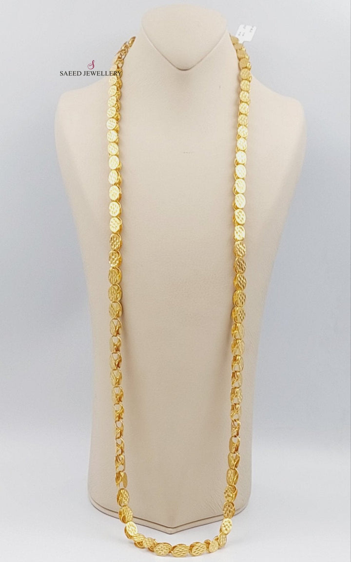 21K Gold Jarir Halabi Necklace 100cm by Saeed Jewelry - Image 3