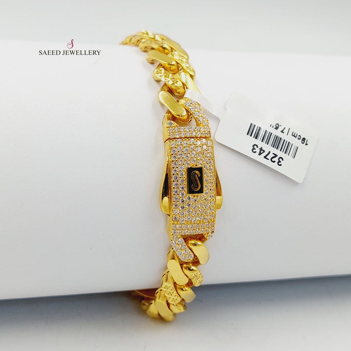 21K Gold Enameled & Zircon Studded Cuban Links Bracelet by Saeed Jewelry - Image 3