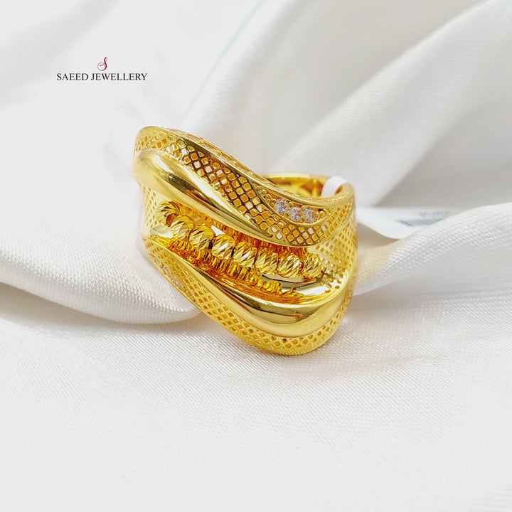 21K Gold Zircon Studded Deluxe Ring by Saeed Jewelry - Image 2