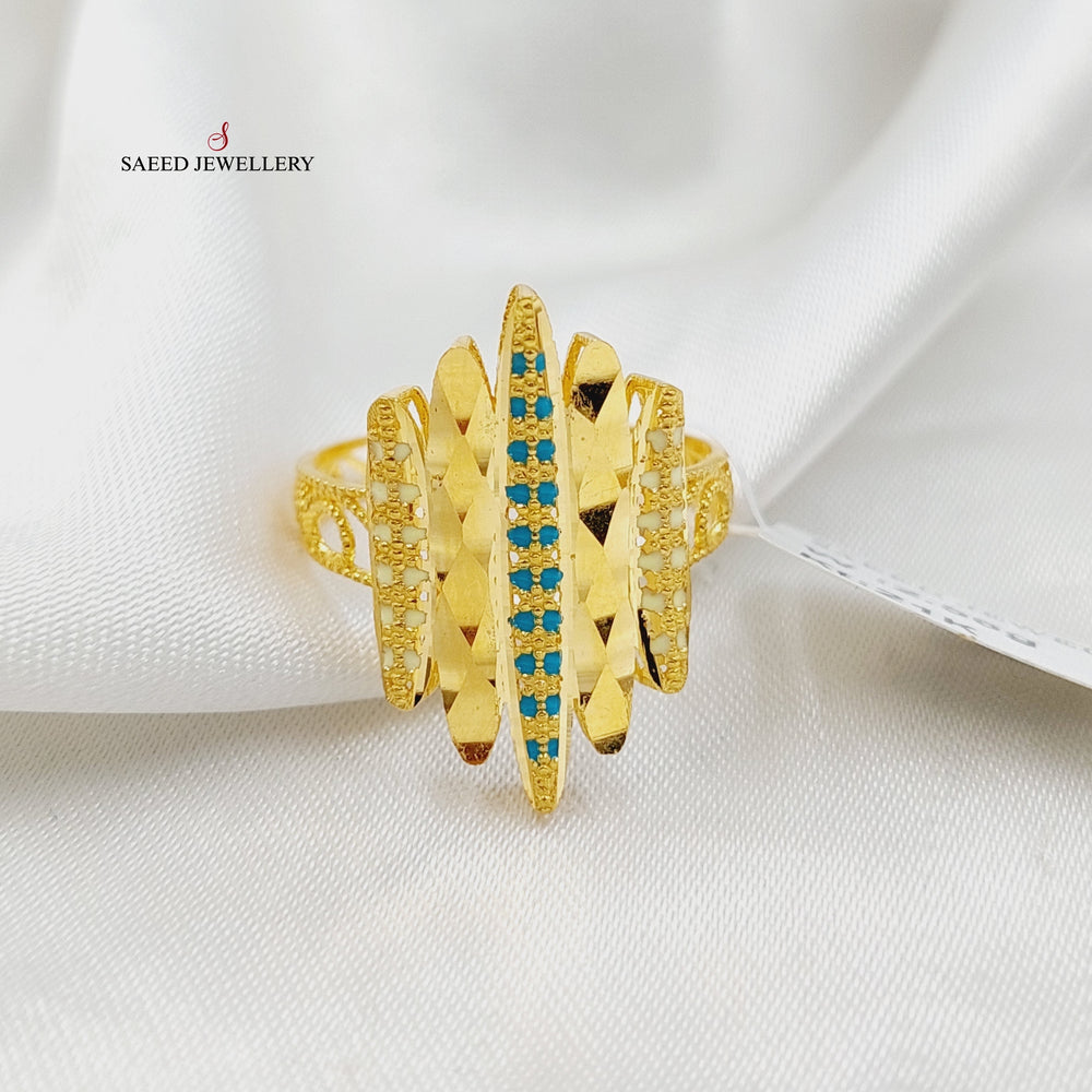 21K Gold Zircon Studded Turkish Ring by Saeed Jewelry - Image 2