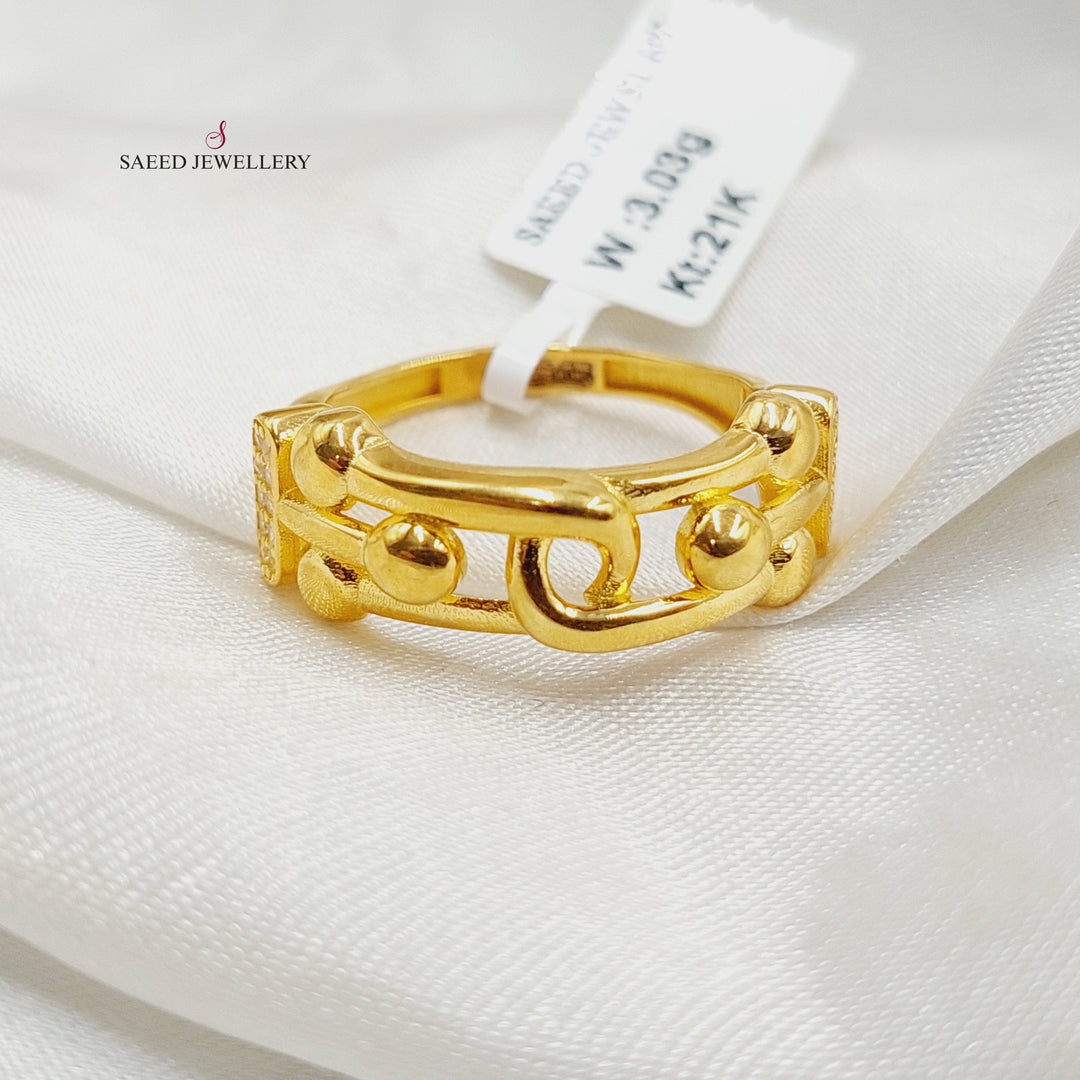 21K Gold Zircon Studded Paperclip Ring by Saeed Jewelry - Image 1