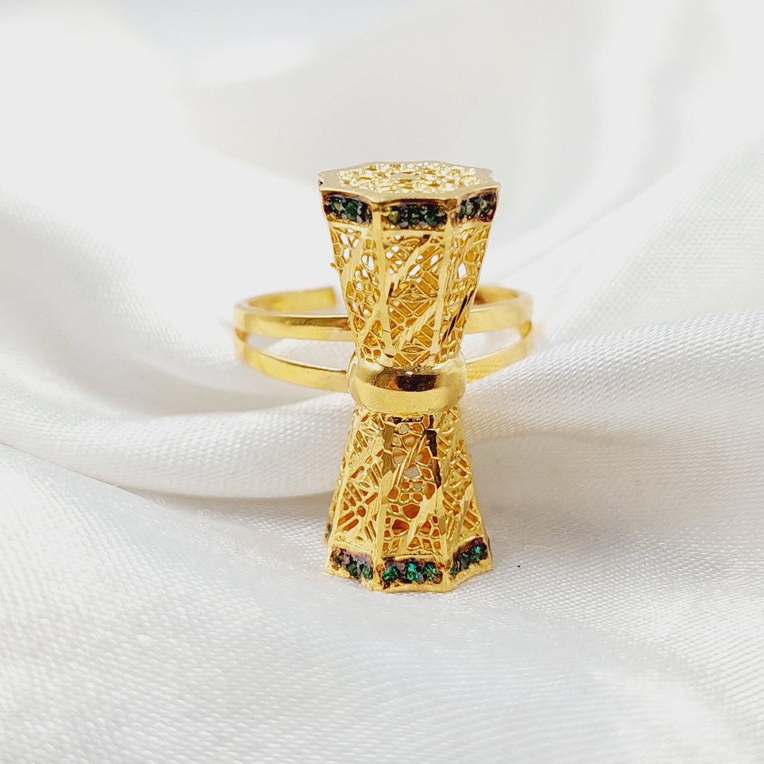 21K Gold Zircon Studded Rose Ring by Saeed Jewelry - Image 2