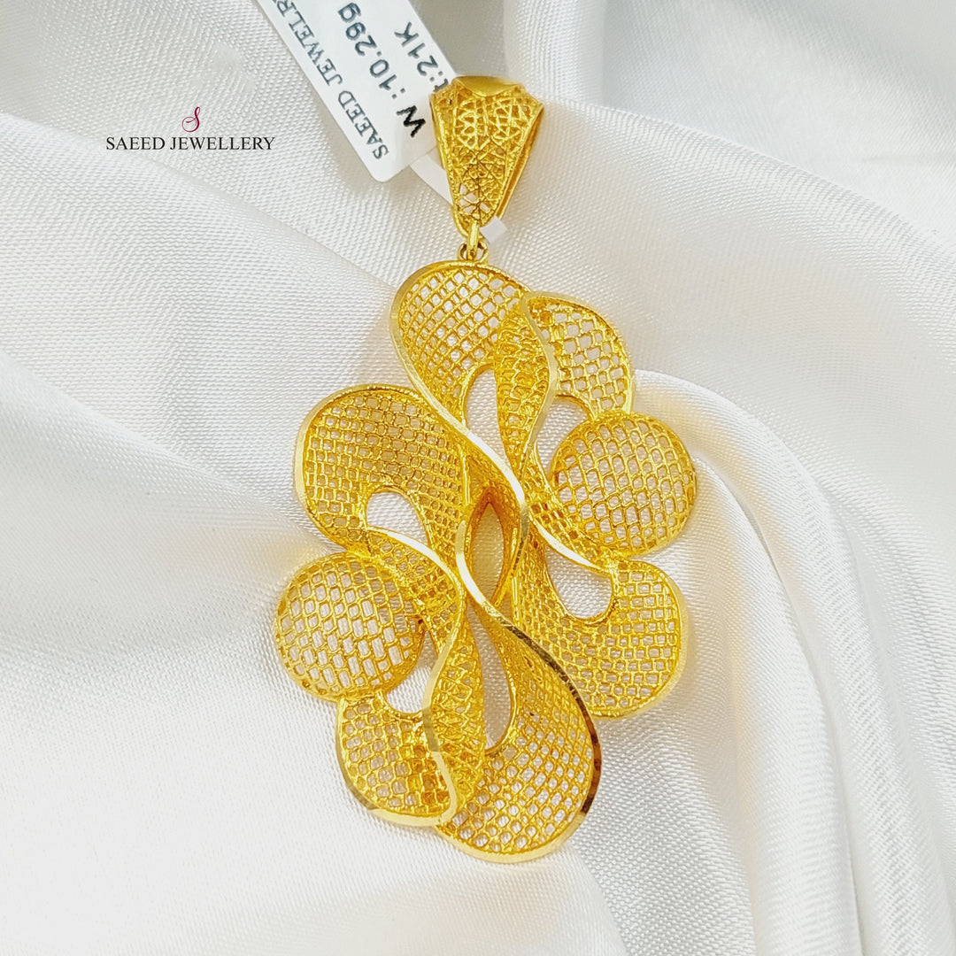 21K Gold Deluxe Rose Pendant by Saeed Jewelry - Image 3