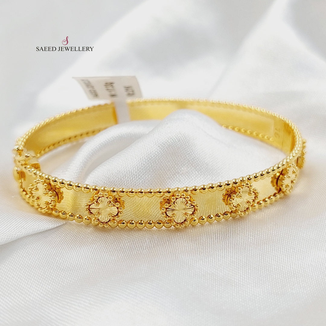 21K Gold Clover Bangle Bracelet by Saeed Jewelry - Image 2