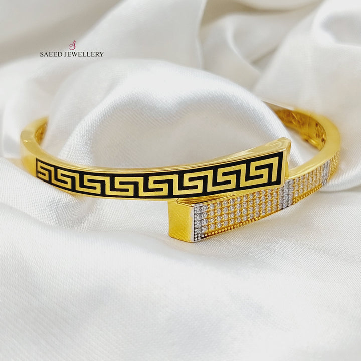 21K Gold Zircon Studded Virna Bangle Bracelet by Saeed Jewelry - Image 4