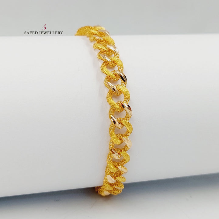 21K Gold Engraved Cuban Links Bracelet by Saeed Jewelry - Image 3