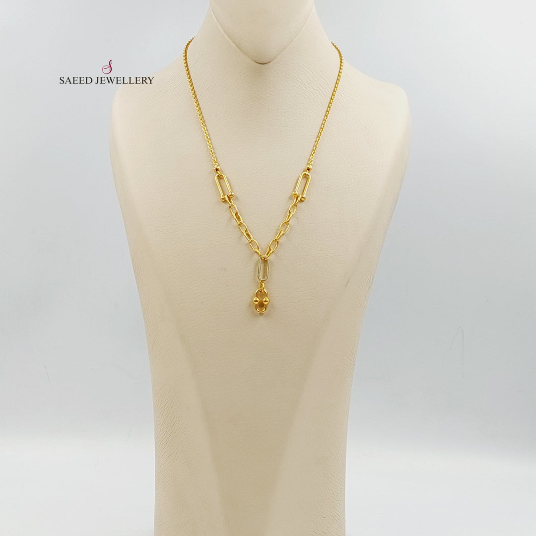 21K Gold Enameled Paperclip Necklace by Saeed Jewelry - Image 5