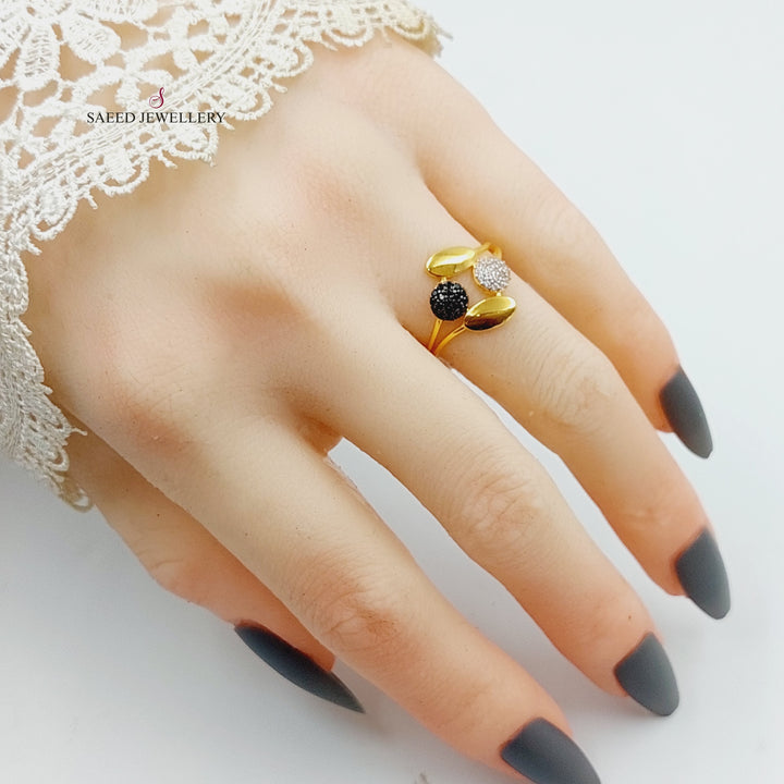 21K Gold Zircon Studded Tears Ring by Saeed Jewelry - Image 9