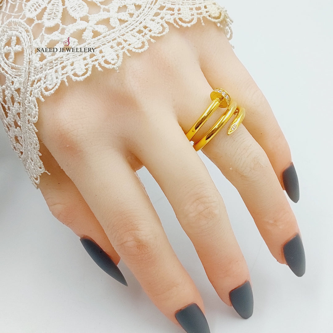 21K Gold Two Ranges Nail Ring by Saeed Jewelry - Image 8