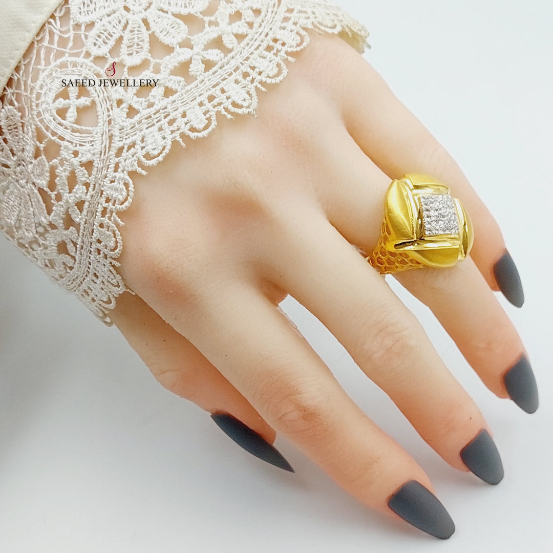 21K Gold Zircon Studded Turkish Ring by Saeed Jewelry - Image 14