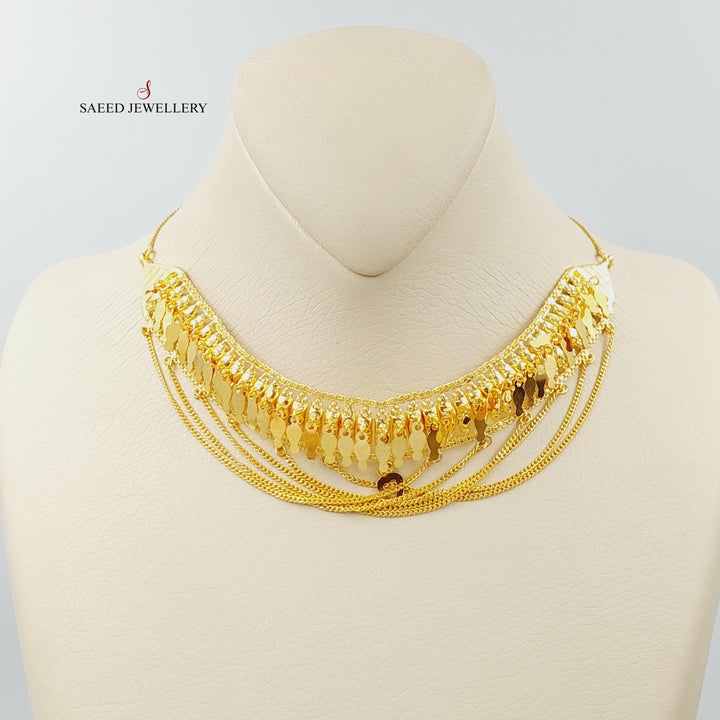 21K Gold Fancy Choker Necklace by Saeed Jewelry - Image 11