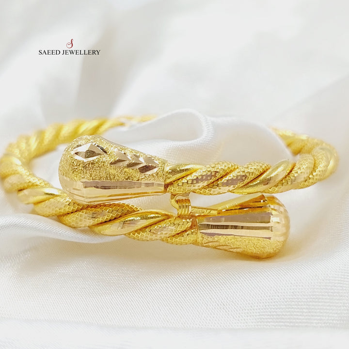 21K Gold Twisted Bangle Bracelet by Saeed Jewelry - Image 8