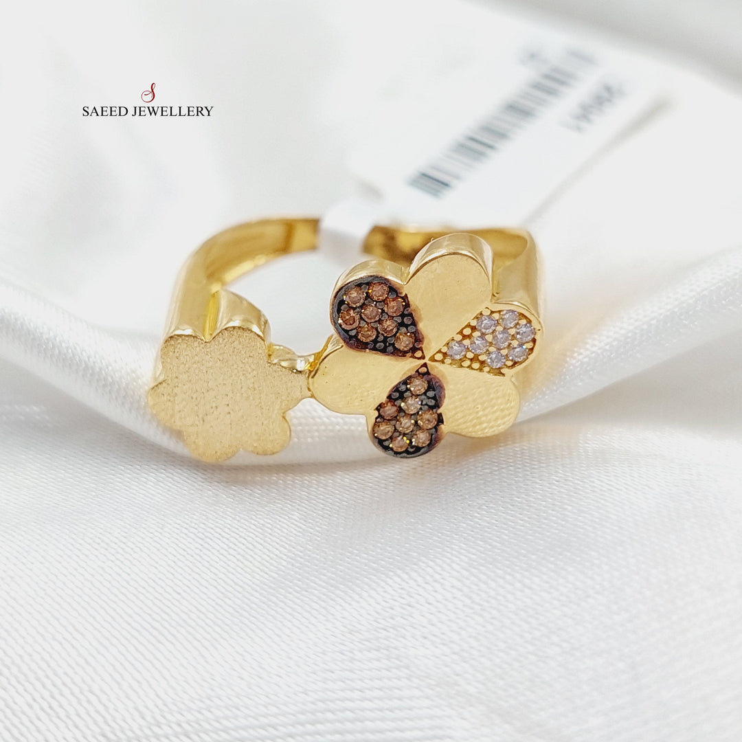 21K Gold Zircon Studded Rose Ring by Saeed Jewelry - Image 7