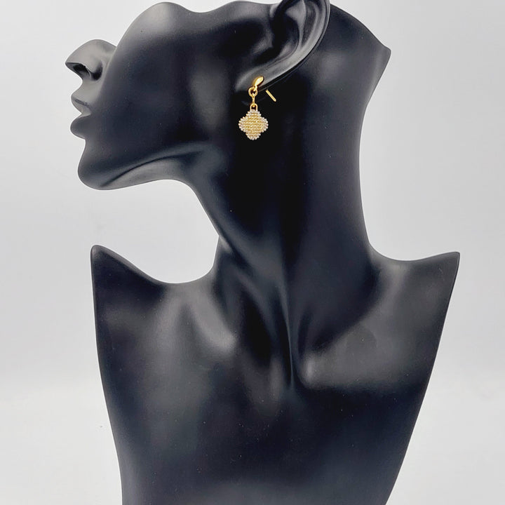 21K Gold Double Face Clover Earrings by Saeed Jewelry - Image 7