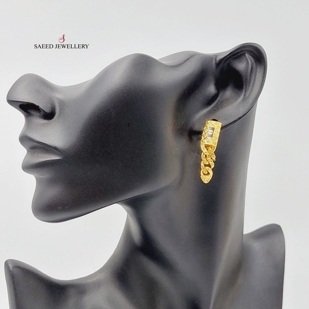 21K Gold Enameled Cuban Links Earrings by Saeed Jewelry - Image 7