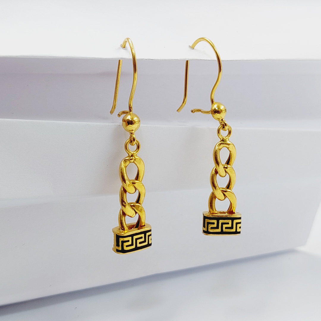 21K Gold Enameled & Zircon Studded Cuban Links Earrings by Saeed Jewelry - Image 13