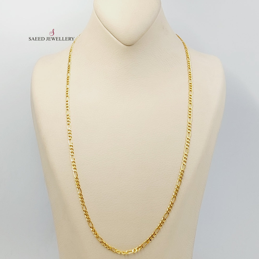 21K Gold 3mm Figaro Chain by Saeed Jewelry - Image 6