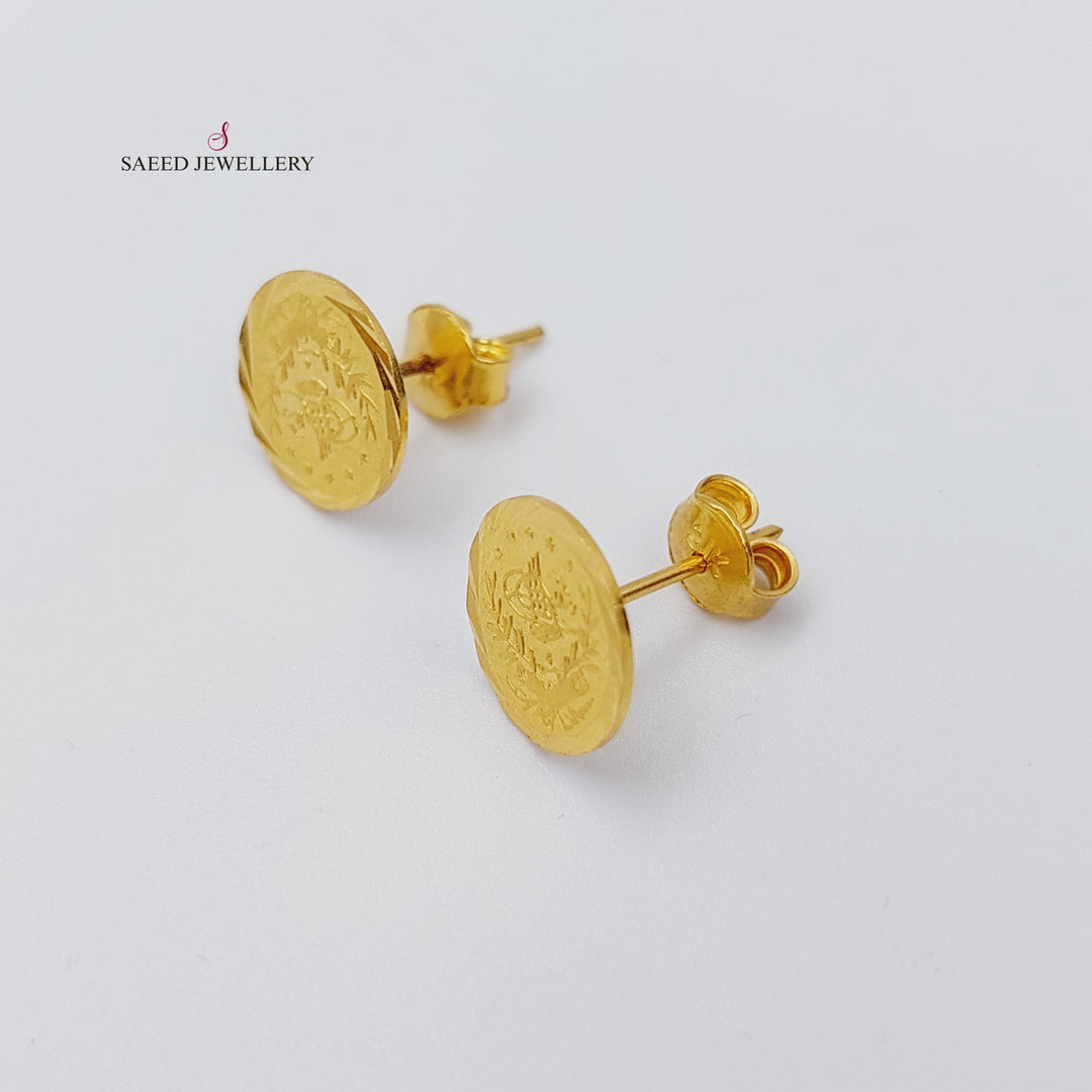 21K Gold Rashadi screw Earrings by Saeed Jewelry - Image 13