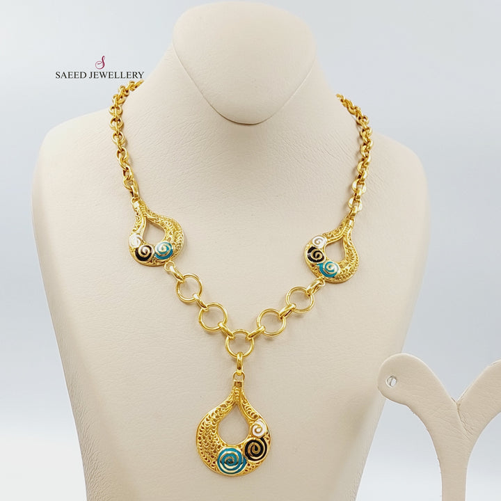 21K Gold Four Pieces Enameled Turkish Set by Saeed Jewelry - Image 11