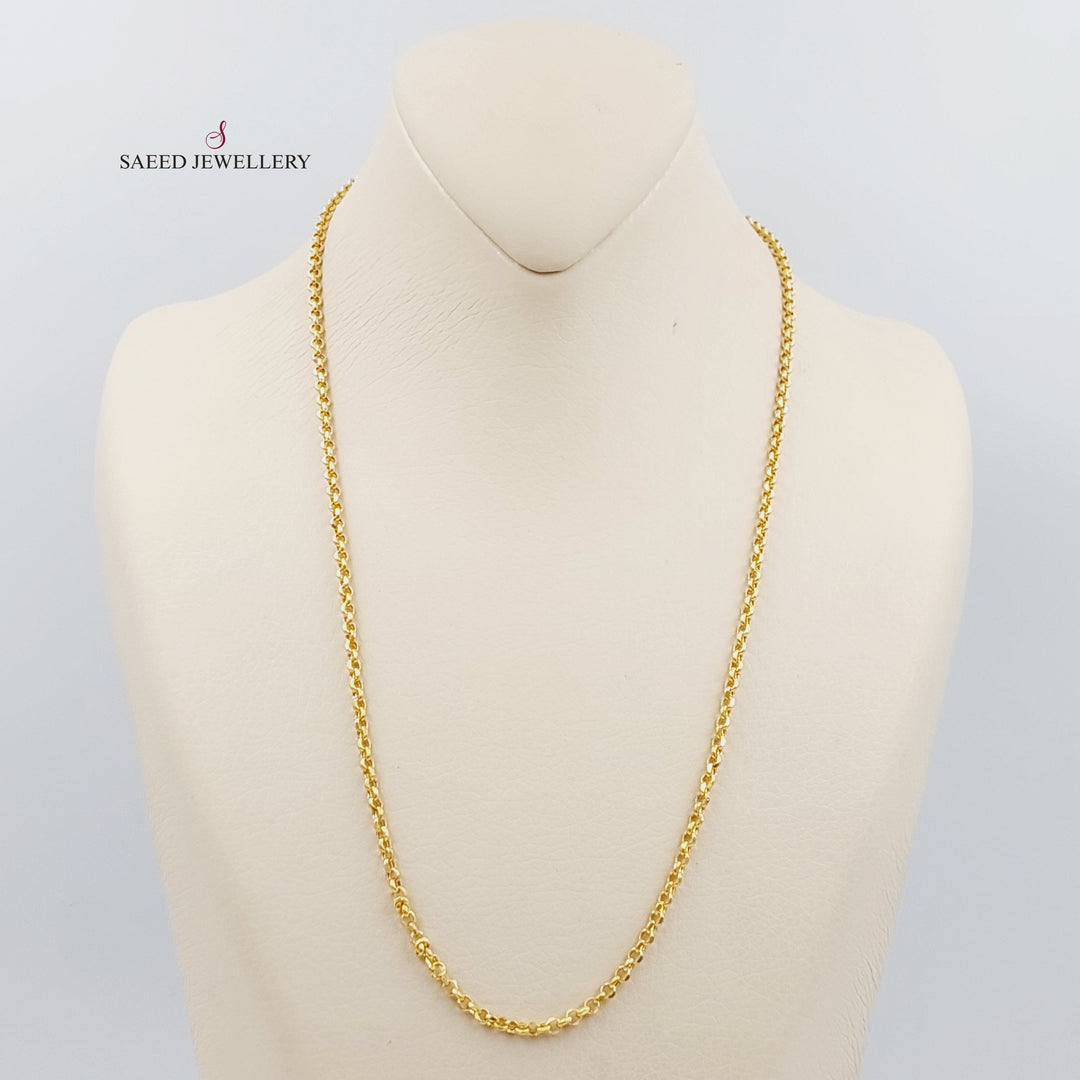 21K Gold 3mm Cable Link Chain 50cm by Saeed Jewelry - Image 7