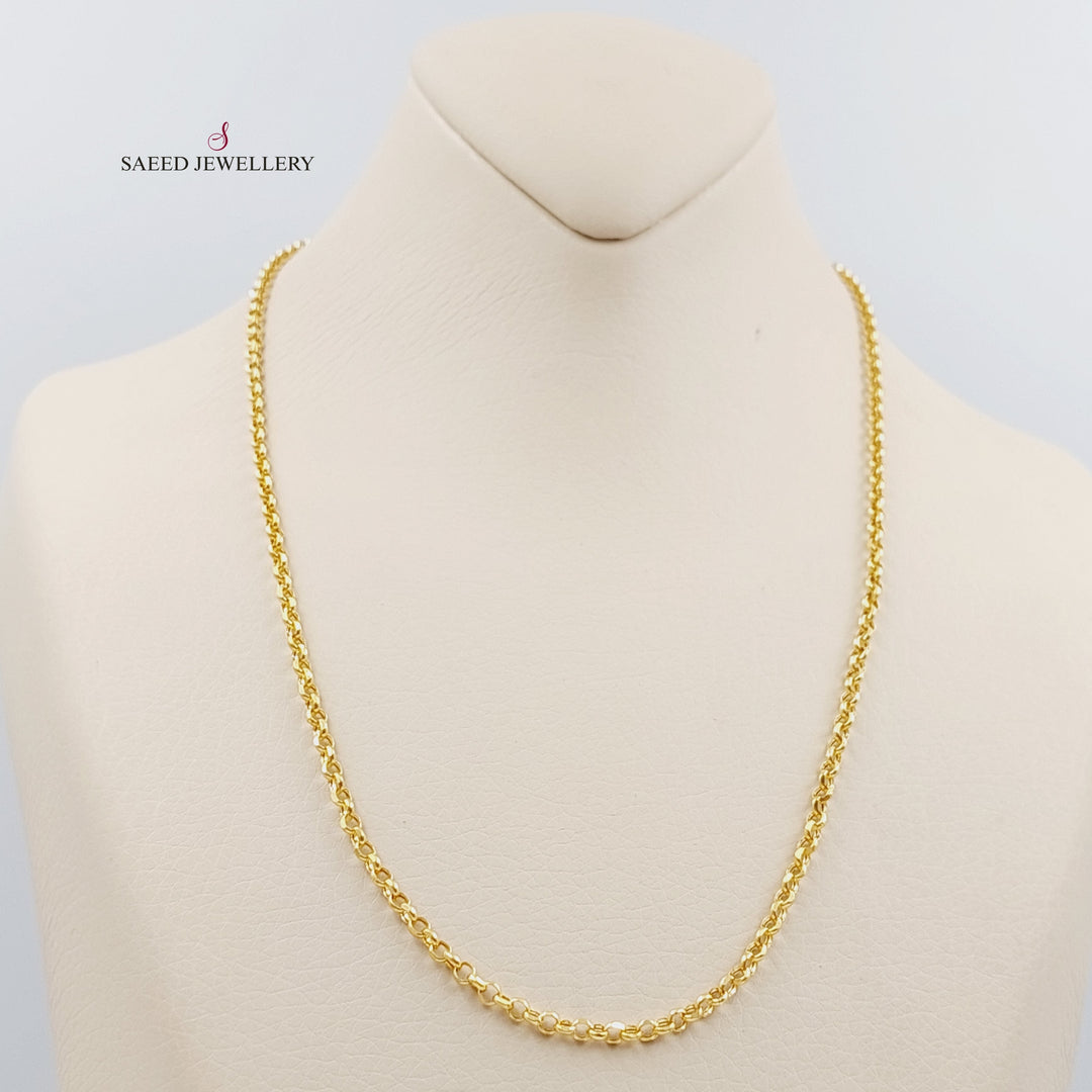 21K Gold 3mm Cable Link Chain 50cm by Saeed Jewelry - Image 8