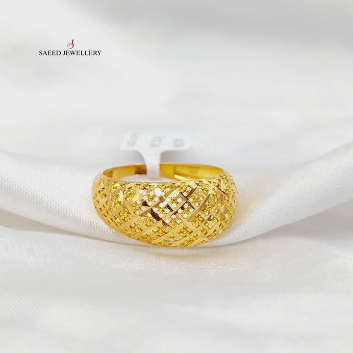 21K Gold Engraved Ring by Saeed Jewelry - Image 3