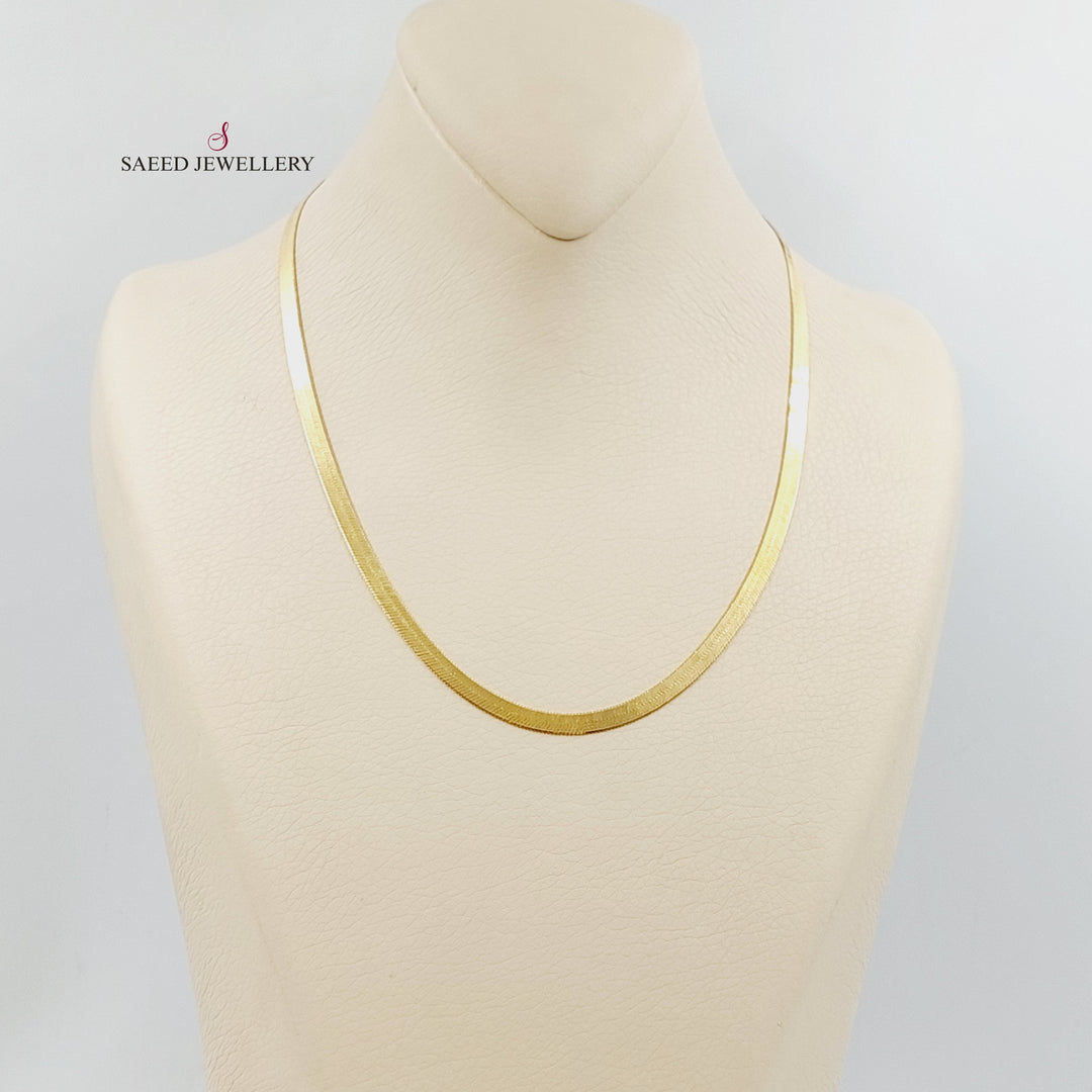 21K Gold 4mm Flat Chain 45cm | 17.7" by Saeed Jewelry - Image 4