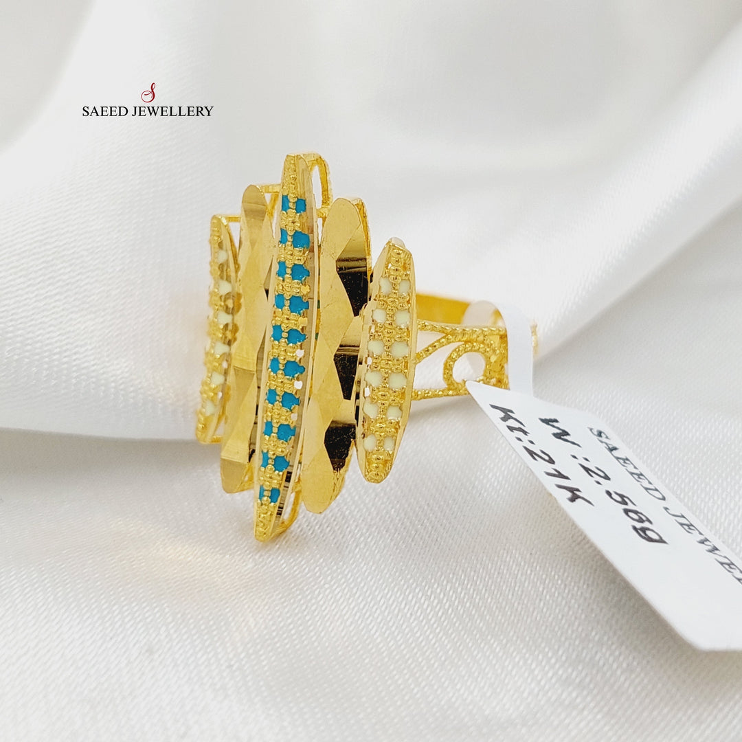 21K Gold Zircon Studded Turkish Ring by Saeed Jewelry - Image 6