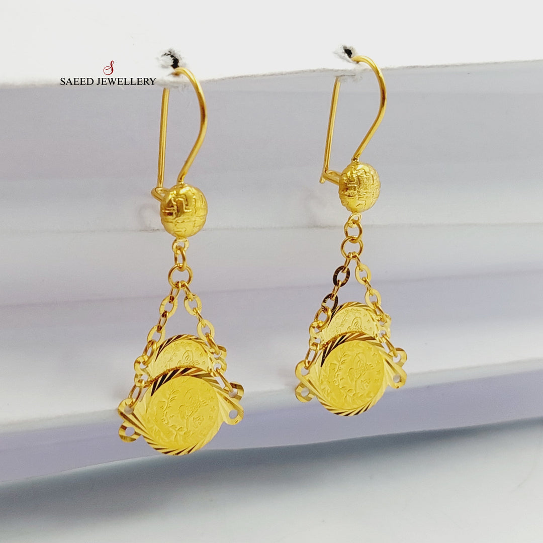 21K Gold Rashadi Eighths Earrings by Saeed Jewelry - Image 1