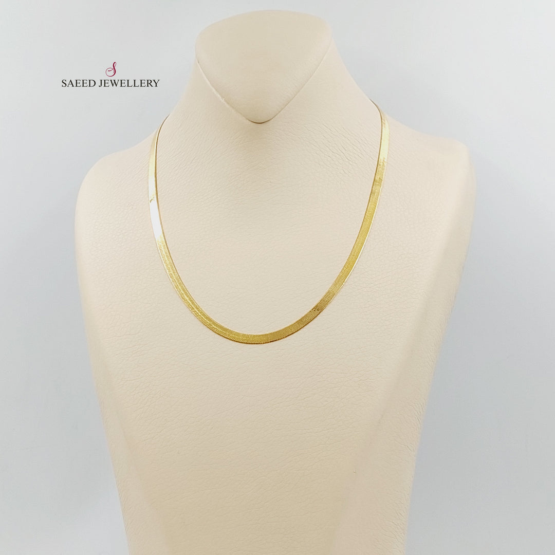 21K Gold 4mm Flat Chain 45cm | 17.7" by Saeed Jewelry - Image 5