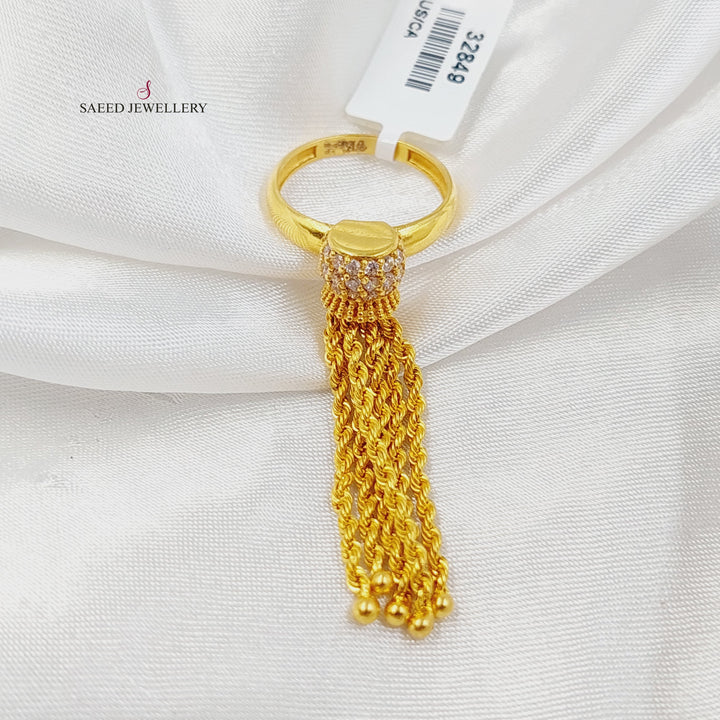 21K Gold Zircon Studded Rope Ring by Saeed Jewelry - Image 4