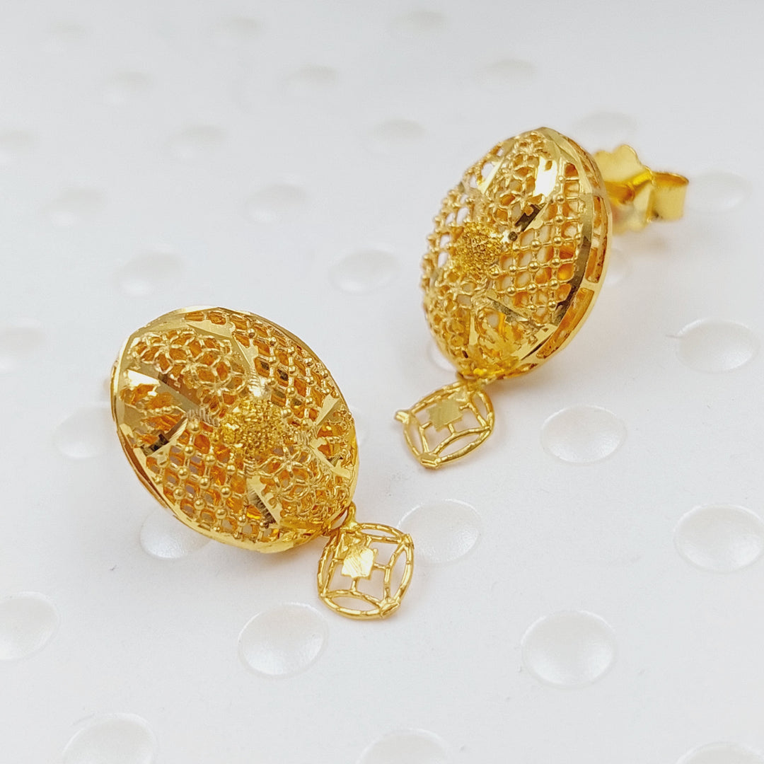 21K Gold Kuwaiti Earrings by Saeed Jewelry - Image 5